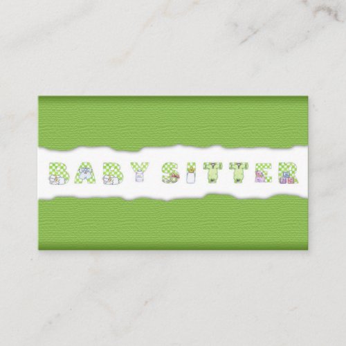 Green Linen Babysitting &amp; Child Care Card Business Cards