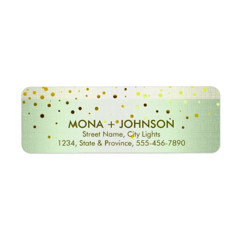 Green Linen Glitter Sparkle Confetti Dots Modern Label