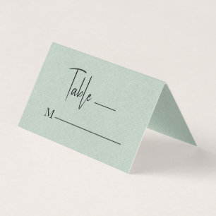 Green Linen Simple Black Script Wedding Place Card