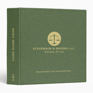 Green Linen Texture Law Scale 3 Ring Binder