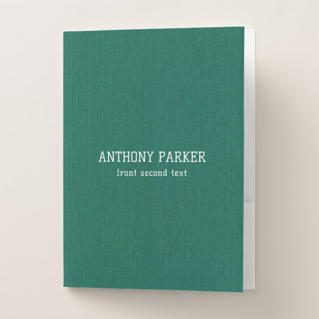 Green Linen Texture Pocket Folder (Front)