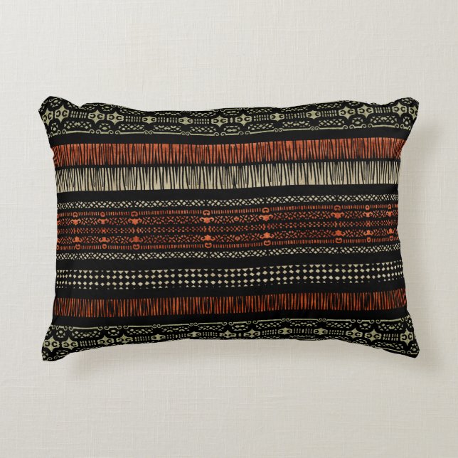Green Linen Tribal Pattern   Accent Pillow (Front)