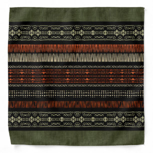 Green Linen Tribal Pattern  Bandana
