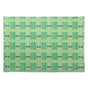 Green Lines and Boxes Cloth Placemat