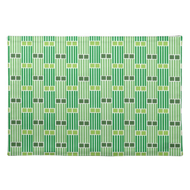 Green Lines and Boxes  Cloth Placemat (Front)