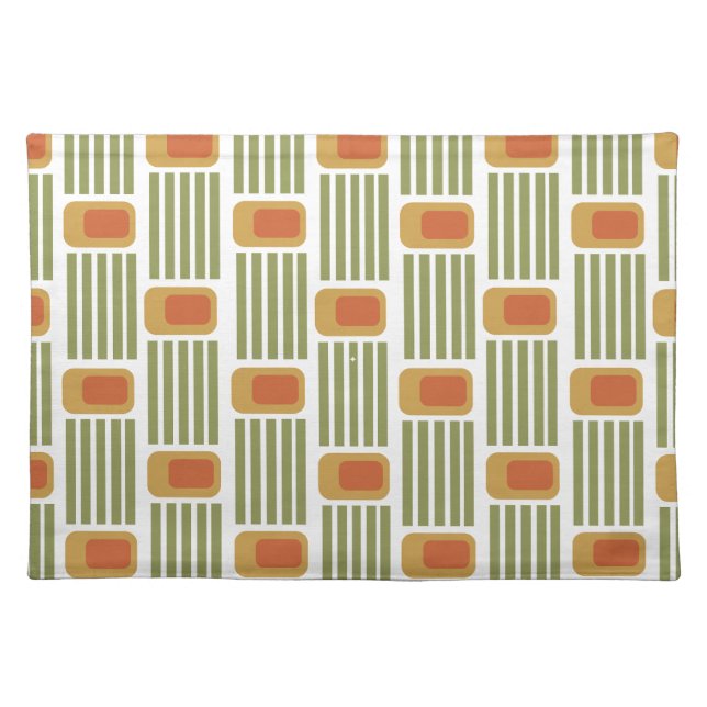 Green Lines and Boxes  Cloth Placemat (Front)