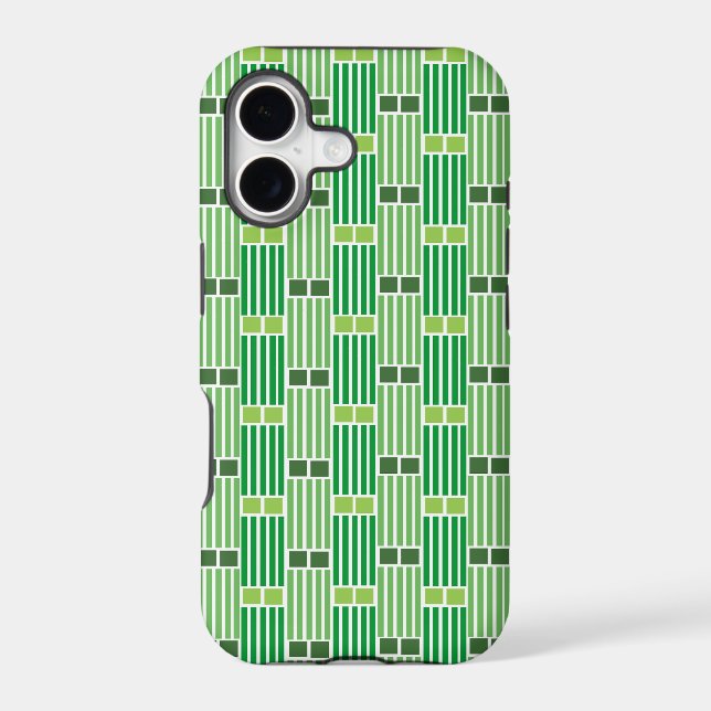 Green Lines and Boxes  Iphone Case (Back)