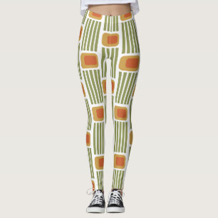 Green Lines and Boxes  Leggings