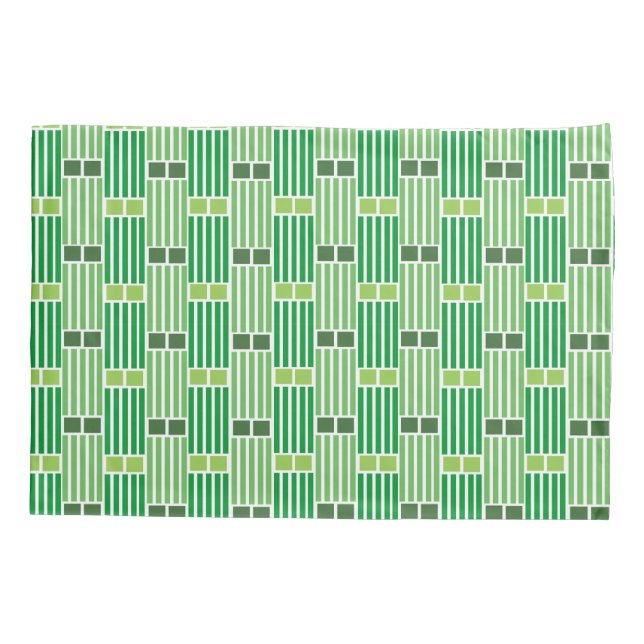 Green Lines and Boxes  Pillow Case (Back)