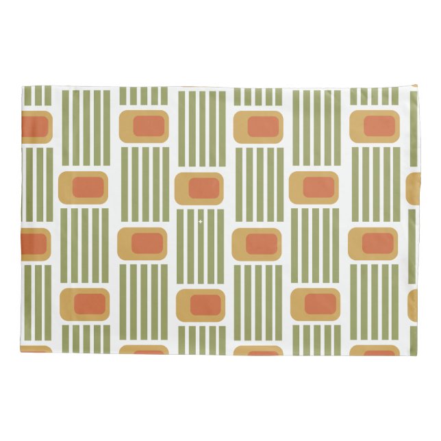 Green Lines and Boxes  Pillow Case (Back)