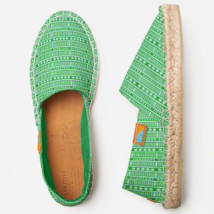 Green Lines And Holes African Motif Espadrilles