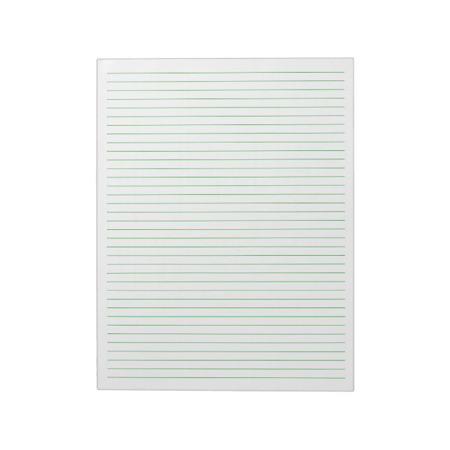 Green Lines - Lined College Ruled Paper 8.5"x11" Notepad (Rotated)