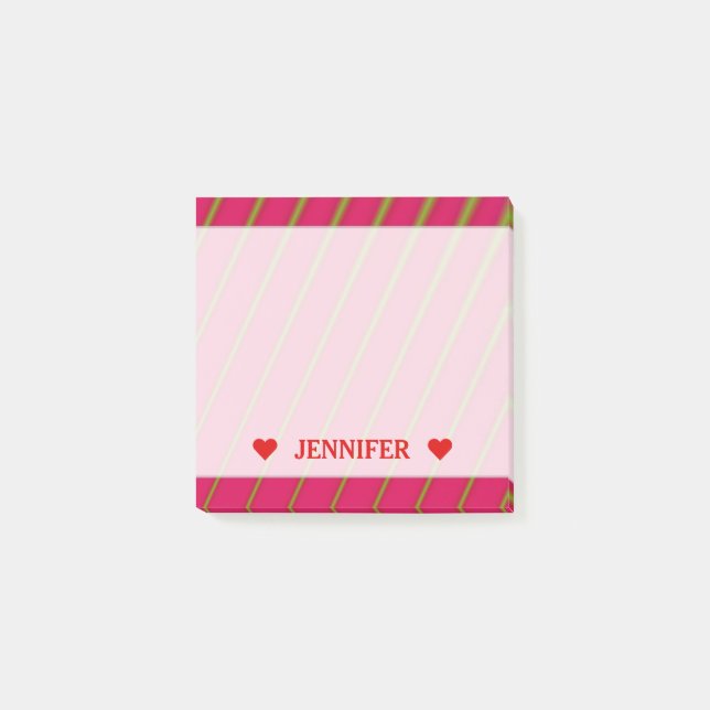 Green Lines on Crimson Pattern & Custom Name Note (Front)