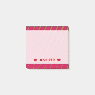 Green Lines on Crimson Pattern & Custom Name Note