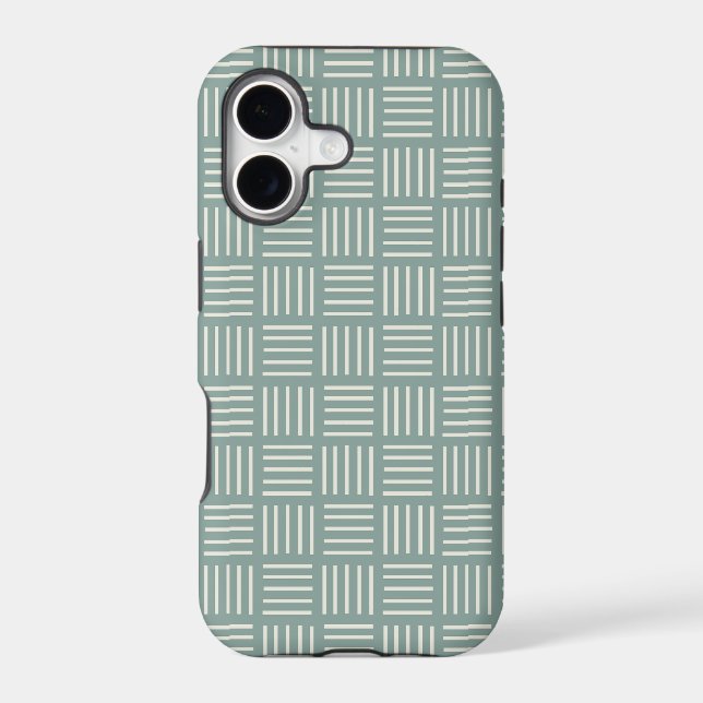 Green Lines Squared  Iphone Case (Back)