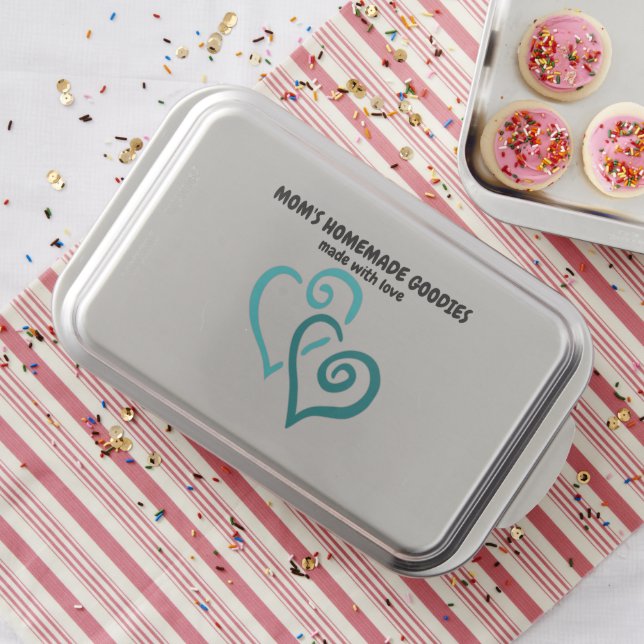 Green Linked Hearts Custom Message Cake Pan (In Situ)