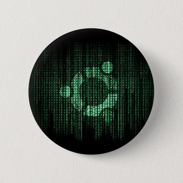 Green Linux Terminal Pinback Button (Front)