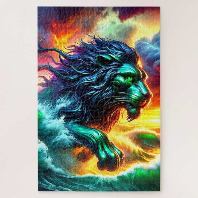 Green Lion Jigsaw Puzzle (Vertical)