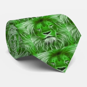 Green Lion Print on  Men's Necktie