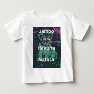 Green Lion with Pink Glasses "Hakuna Matata" Art   Baby T-Shirt