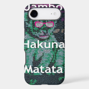 Green Lion with Pink Glasses "Hakuna Matata" Art  iPhone 17 Air Case