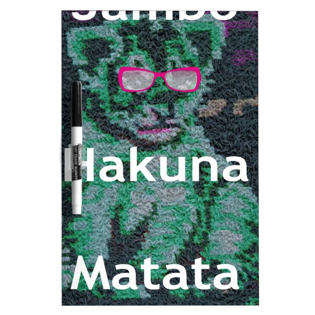 Green Lion with Pink Glasses "Hakuna Matata" Art   Dry-Erase Board (Front)