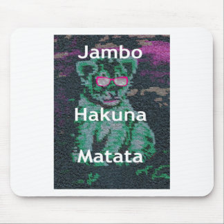 Green Lion with Pink Glasses "Hakuna Matata" Art Mouse Pad