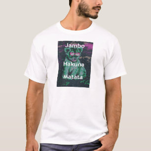 Green Lion with Pink Glasses "Hakuna Matata" Art T-Shirt