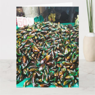 Green Lipped Mussels For Sale Folded Greeting Card