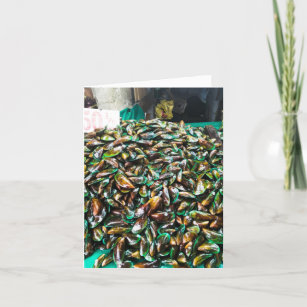 Green Lipped Mussels For Sale Folded Holiday Card