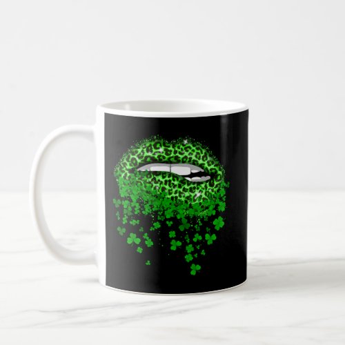 Green Lips Irish Leopard Shamrock St Patricks Day Coffee Mug