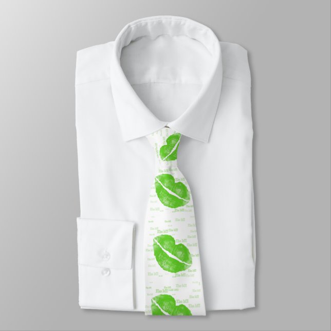 Green Lips - Irish Lipstick Blot St Patrick's Day Neck Tie (Tied)