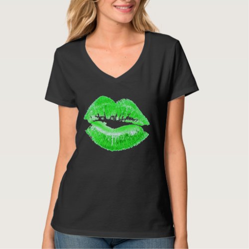 Green Lips Kiss Me Im Irish St Paddys Day Shirt