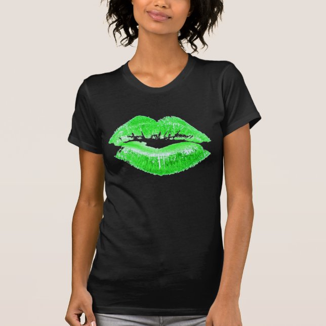 Green Lips Kiss Me I'm Irish St. Paddy's Day Shirt (Front)