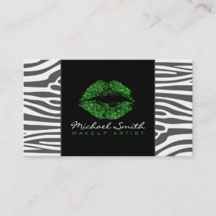 Green Lips Makeup Artis Modern Zebra Skin Business Card