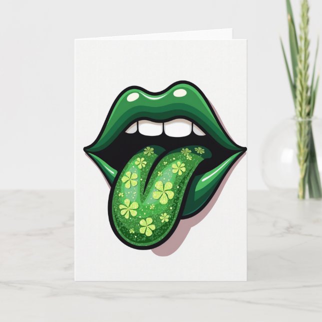 Green Lips Shamrock Luck Card (Front)
