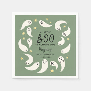 Green Little Boo Halloween Baby Shower Napkins
