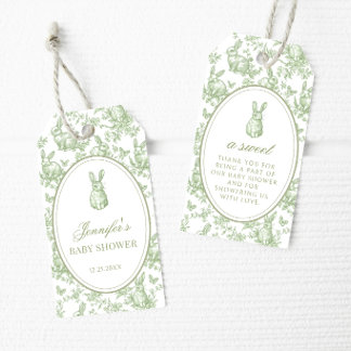 Green Little Bunny Baby Shower Thank You Tags