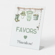 Green Little Fisherman Baby Shower Favors Beige