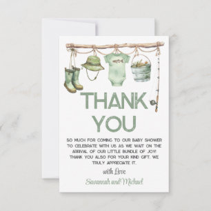 Green Little Fisherman Baby Shower Thank You Card