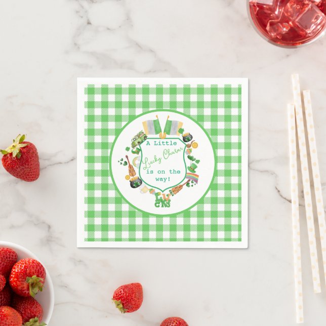 Green Little Lucky charm baby shower Napkins (Insitu)