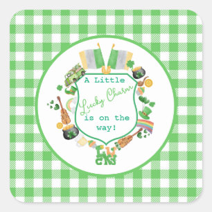 Green Little Lucky charm baby shower Square Sticker