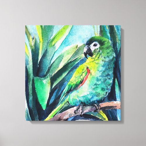Green Little macaw Canvas Print