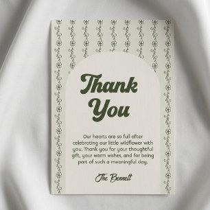 Green Little Wildflower Baby Shower Thank You Card