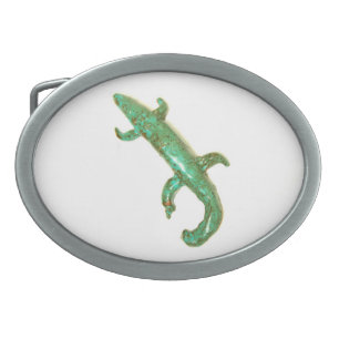 green lizard buckle oval belt buckle