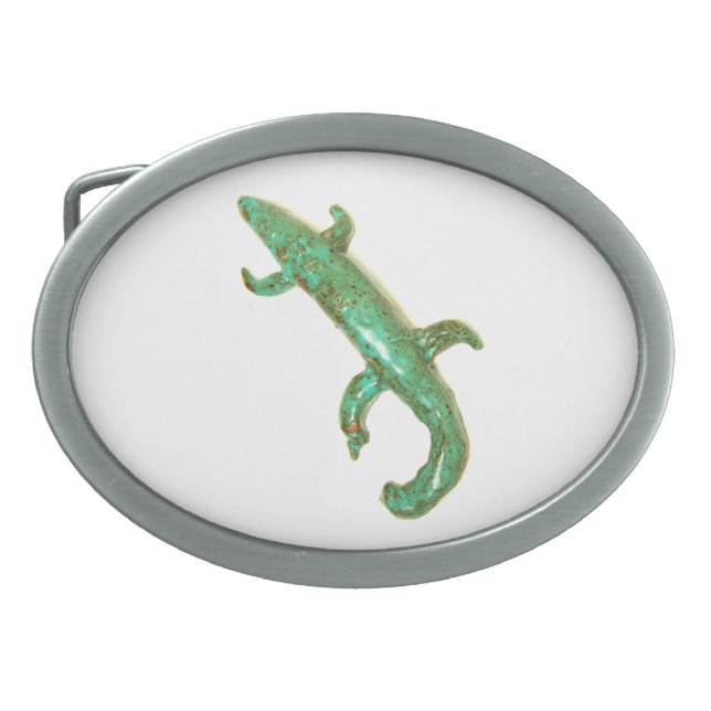 green lizard buckle oval belt buckle (Front)