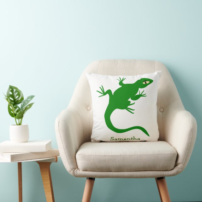 Green Lizard Design Personalised Throw Pillow (Chair)