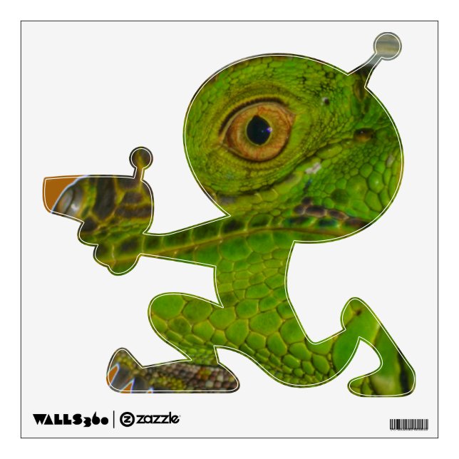 Green Lizard Funny Alien Kid's Room Wall Decal (Front)