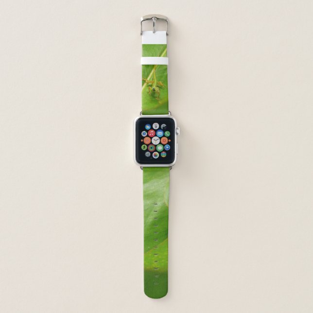 Green Lizard on Green Leaf Apple Watch Band (Front)