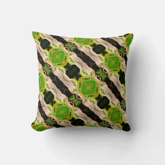 green lizard pattern abstract plain black throw pillow (Front)